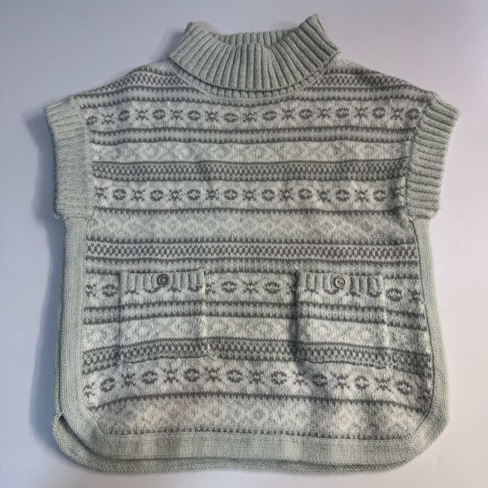 Aspen Kids Grey Fair Isle Metallic Knit Turtleneck Sweater Vest Girls 2T